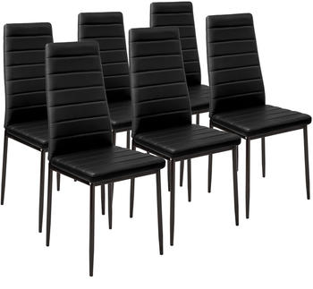 TecTake 6 Esszimmerstühle Kunstleder schwarz 41x45x98.50cm