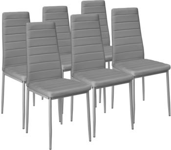 TecTake 6 Esszimmerstühle Kunstleder grau 41x45x98.50cm