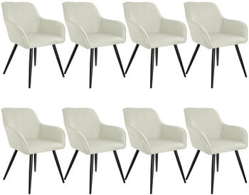 TecTake 8er Set Stuhl Marilyn Leinenoptik crème/schwarz 62x58x82cm