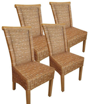 Casamia Esszimmer-Stühle Set Rattanstühle Perth 4 Stück braun (CAS003015-SET4oK-000027)