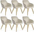TecTake 6er Set Stuhl Marilyn Samtoptik créme/gold 62x58x82cm