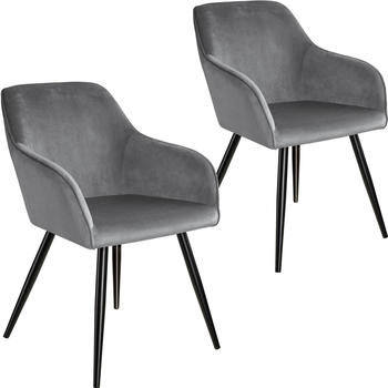 TecTake 2er Set Stuhl Marilyn Samtoptik grau/schwarz 62x58x82cm