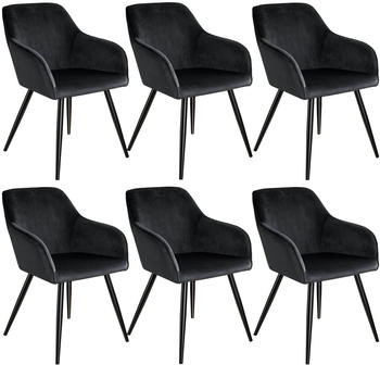 TecTake 6er Set Stuhl Marilyn Samtoptik schwarz 62x58x82cm