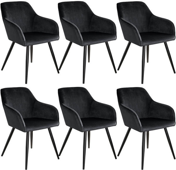 TecTake 6er Set Stuhl Marilyn Samtoptik schwarz 62x58x82cm