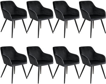 TecTake 8er Set Stuhl Marilyn Samtoptik schwarz 62x58x82cm