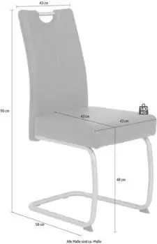 Hela Freischwinger SOPHIA S 2er Set 43x58x99 cm VT Anthrazit – Elegantes Design für Ihr Esszimmer