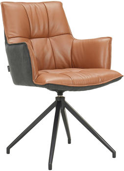 Novel Armlehnstuhl Echtleder 60,5x89,5x63 cm schwarz/cognac