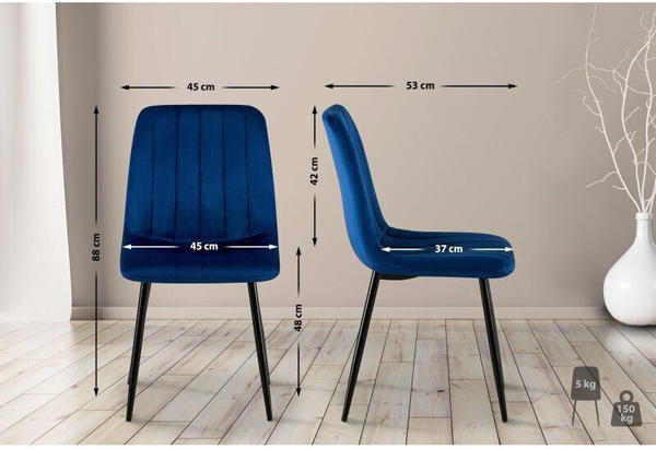 CLP 4er Set Stühle Dijon Samt - blau