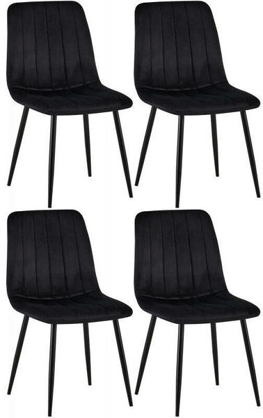 CLP 4er Set Stühle Dijon Samt - schwarz