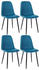CLP 4er Set Esszimmerstühle Napier Stoff - blau