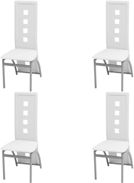 vidaXL Esszimmerstühle 4 Stk. Weiß Kunstleder