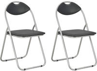 vidaXL Klappbare Esszimmerst&uuml;hle 2 Stk. Schwarz Kunstleder