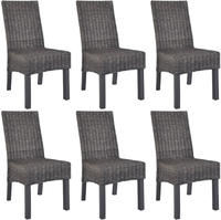 vidaXL Esszimmerst&uuml;hle 6 Stk. Braun Kubu Rattan und Mangoholz