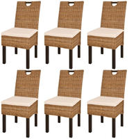 vidaXL Esszimmerst&uuml;hle 6 Stk. Kubu-Rattan Mangoholz