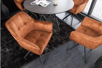 Riess-Ambiente Design Stuhl LOFT kupferbraun Samt drehbar Metallgestell schwarz mit Armlehne