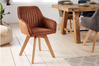 Riess-Ambiente Drehbarer Design Stuhl LIVORNO vintage braun Buchenholz Beine mit Armlehnen