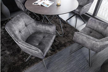 Riess-Ambiente Design Stuhl LOFT dunkelgrau Samt drehbar Metallgestell schwarz mit Armlehne