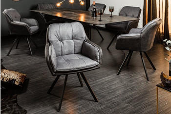 Riess-Ambiente Drehbarer Design Stuhl MR. LOUNGER anthrazit grau mit Armlehne Retro Stil