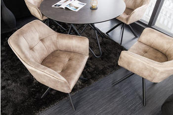 Riess-Ambiente Design Stuhl LOFT champagner Samt drehbar Metallgestell schwarz mit Armlehne