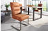 Riess-Ambiente Design Freischwinger Stuhl COMFORT hellbraun mit Edelstahl-Gestell