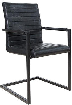 Riess-Ambiente Industrial Freischwinger Stuhl LOFT antik schwarz mit Armlehne Eisengestell