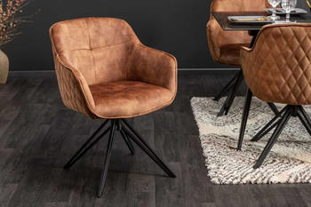 Riess-Ambiente Drehbarer Design Stuhl EUPHORIA braun Samt mit Armlehne Metallgestell schwarz