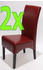 Mendler 2er-Set Esszimmerstuhl Küchenstuhl Stuhl Crotone, LEDER rot, dunkle Beine