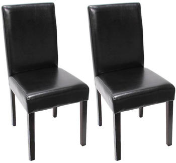 Mendler 2er-Set Esszimmerstuhl Stuhl Küchenstuhl Littau Leder, schwarz, dunkle Beine