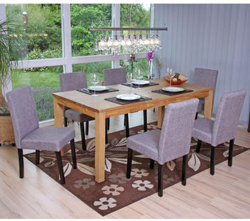 Mendler 6er-Set Esszimmerstuhl Stuhl Küchenstuhl Littau Textil, grau, dunkle Beine