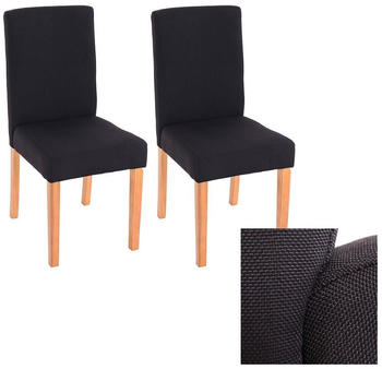 Mendler 2x Esszimmerstuhl Stuhl Küchenstuhl Littau Textil, schwarz, helle Beine