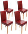 Mendler 4er-Set Esszimmerstuhl Stuhl Küchenstuhl Littau Leder, rot helle Beine