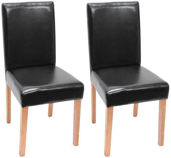 Mendler 2er-Set Esszimmerstuhl Stuhl Küchenstuhl Littau Kunstleder, schwarz, helle Beine