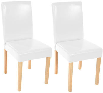 Mendler 2er-Set Esszimmerstuhl Stuhl Küchenstuhl Littau Kunstleder, weiß, helle Beine