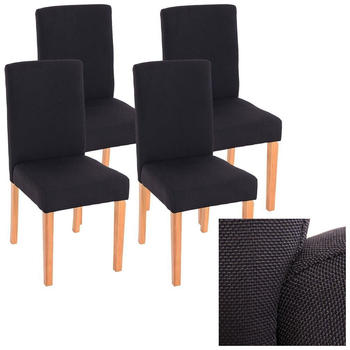 Mendler 4er-Set Esszimmerstuhl Stuhl Küchenstuhl Littau Textil, schwarz, helle Beine
