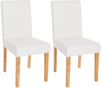 Mendler 2er-Set Esszimmerstuhl Stuhl Küchenstuhl Littau Kunstleder, weiß matt, helle Beine