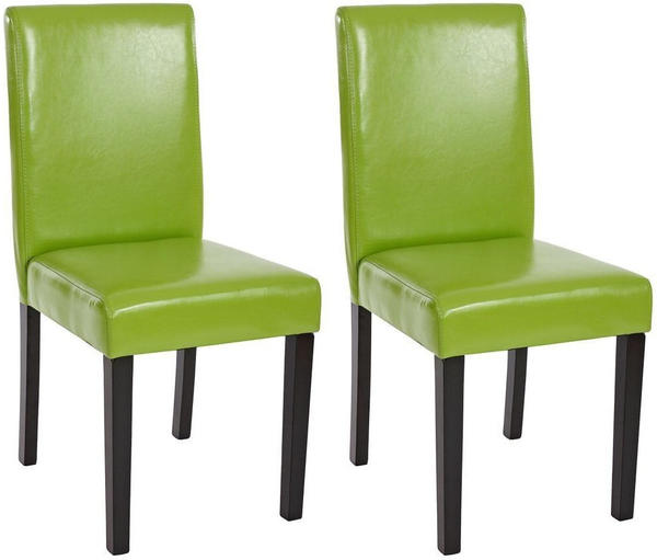 Mendler 2er-Set Esszimmerstuhl Stuhl Küchenstuhl Littau Kunstleder, grün, dunkle Beine 31790