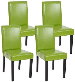 Mendler 4er-Set Esszimmerstuhl Stuhl Küchenstuhl Littau Kunstleder, grün, dunkle Beine 31809