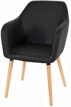 Mendler Esszimmerstuhl Vaasa T381, Stuhl Küchenstuhl, Retro 50er Jahre Design Kunstleder, schwarz, helle Beine