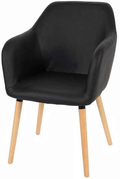 Mendler Esszimmerstuhl Vaasa T381, Stuhl Küchenstuhl, Retro 50er Jahre Design Kunstleder, schwarz, helle Beine