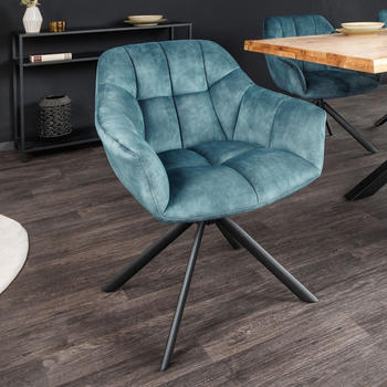 Riess-Ambiente Drehbarer Stuhl PAPILLON petrol Samt schwarze Metallbeine Armlehnen