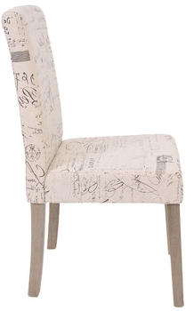 Mendler 4x Esszimmerstuhl Littau, Stuhl Küchenstuhl Textil mit Schriftzug, creme, Beine Struktur - Eiche