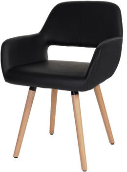 Mendler Esszimmerstuhl HWC-A50 II, Stuhl Küchenstuhl, Retro 50er Jahre Design Kunstleder, schwarz, helle Beine