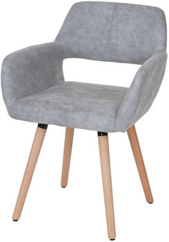Mendler Esszimmerstuhl HWC-A50 II, Stuhl K&uuml;chenstuhl, Retro 50er Jahre Design Textil, vintage betongrau, helle Beine