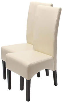 Mendler 2x Esszimmerstuhl Küchenstuhl Stuhl Crotone, LEDER creme, dunkle Beine
