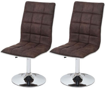 Mendler 2x Esszimmerstuhl MCW-C41, Stuhl Küchenstuhl, höhenverstellbar drehbar, Stoff/Textil vintage dunkelbraun