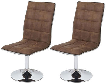 Mendler 2x Esszimmerstuhl MCW-C41, Stuhl Küchenstuhl, höhenverstellbar drehbar, Stoff/Textil vintage braun