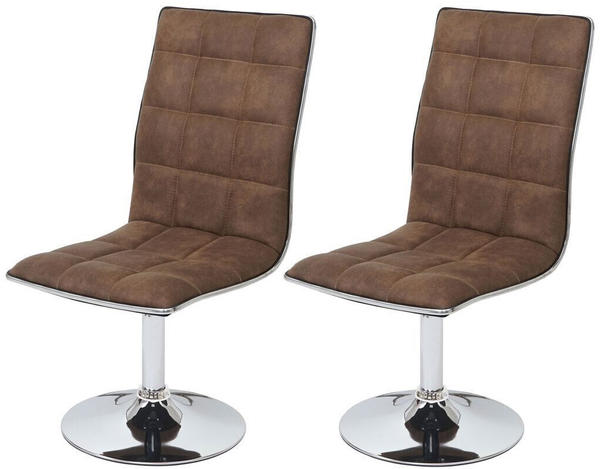 Mendler 2x Esszimmerstuhl MCW-C41, Stuhl Küchenstuhl, höhenverstellbar drehbar, Stoff/Textil vintage braun