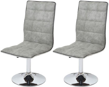 Mendler 2x Esszimmerstuhl MCW-C41, Stuhl Küchenstuhl, höhenverstellbar drehbar, Stoff/Textil vintage betongrau