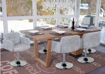 Mendler 6er-Set Esszimmerstuhl Houston, Drehstuhl Stuhl, WildKunstleder Chrom vintage grau