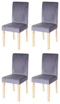 Mendler 4er-Set Esszimmerstuhl Stuhl Küchenstuhl Littau, Samt grau, helle Beine